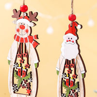 HKM-141843 Wooden Hollow Long Pendant for Christmas - Old Man, Snowman, or Elk Decor