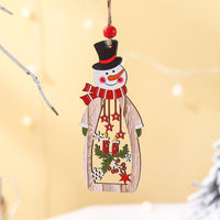 HKM-141843 Wooden Hollow Long Pendant for Christmas - Old Man, Snowman, or Elk Decor