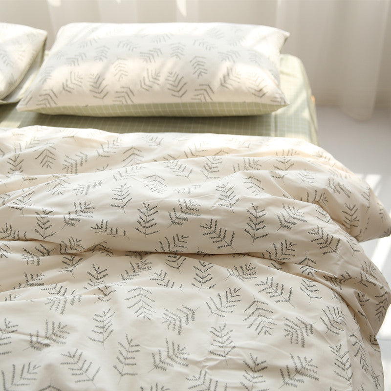 HKM-141907 Cotton Four-Piece Bed Sheet Set with American Pastoral Flower Print
