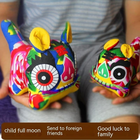 HKM-141907 Handmade Cloth Tiger Decoration in Various Colors – Unique Folk Craft Gift