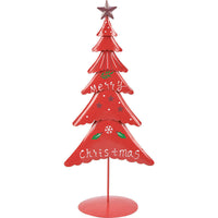 HKM-142035 Small Red Wrought Iron Christmas Tree Window Decoration Ornament