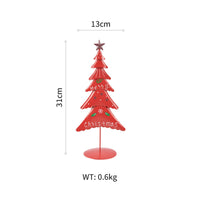 HKM-142035 Small Red Wrought Iron Christmas Tree Window Decoration Ornament