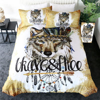 HKM-142035 Wolf Three-Piece Polyester Bedding Set in a Stylish Design