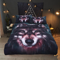 HKM-142035 Wolf Three-Piece Polyester Bedding Set in a Stylish Design