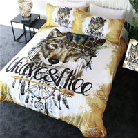 HKM-142035 Wolf Three-Piece Polyester Bedding Set in a Stylish Design
