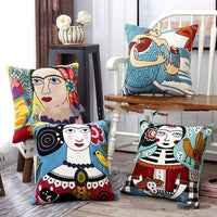 HKM-142035 Wool Embroidered National Style Cushion with PP Cotton Filling - 45x45cm