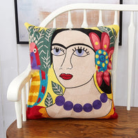 HKM-142035 Wool Embroidered National Style Cushion with PP Cotton Filling - 45x45cm