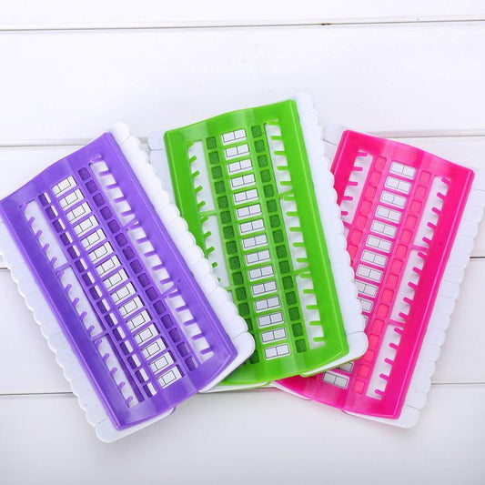 HKM-142227 Cross Stitch Cable Organizer with Accessories - Green, Purple, Rose Red Non-Woven Fabric, Compact Size 17.5x11x2.5cm