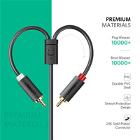 HKM-142419 3.5mm Female to 2 RCA Male Audio Cable - 25cm, Gold-Plated Connectors, Tinned Copper Core