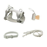 HKM-142419 Double Layer Pet Chest Harness Set with Traction Rope and Collar in Multiple Colors
