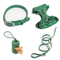 HKM-142419 Double Layer Pet Chest Harness Set with Traction Rope and Collar in Multiple Colors