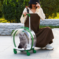 HKM-142419 Portable Transparent Pet Trolley Bag - Medium Hard Space Capsule for Dogs, Capacity 7.5kg