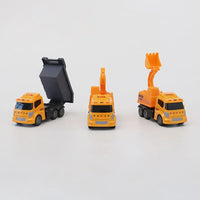HKM-142483 Friction Inertia Diecast Truck Model Set - Excavator, Fire Fighting Sprinkler, Garbage Truck for Kids
