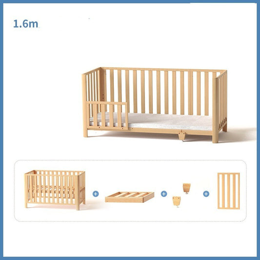 HKM-142547 Solid Wood Adjustable Children's Crib with Anti-Spill Latex Coconut Mattress - Modern Design