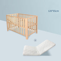 HKM-142547 Solid Wood Adjustable Children's Crib with Anti-Spill Latex Coconut Mattress - Modern Design