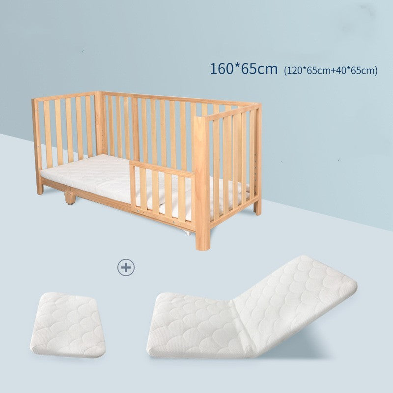 HKM-142547 Solid Wood Adjustable Children's Crib with Anti-Spill Latex Coconut Mattress - Modern Design