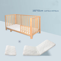 HKM-142547 Solid Wood Adjustable Children's Crib with Anti-Spill Latex Coconut Mattress - Modern Design