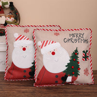 HKM-142611 Santa Claus and Snowman Decorative Pillowcase - Imitation Linen, 46x46 cm, Unique Holiday Designs
