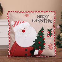 HKM-142611 Santa Claus and Snowman Decorative Pillowcase - Imitation Linen, 46x46 cm, Unique Holiday Designs