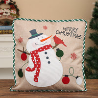 HKM-142611 Santa Claus and Snowman Decorative Pillowcase - Imitation Linen, 46x46 cm, Unique Holiday Designs