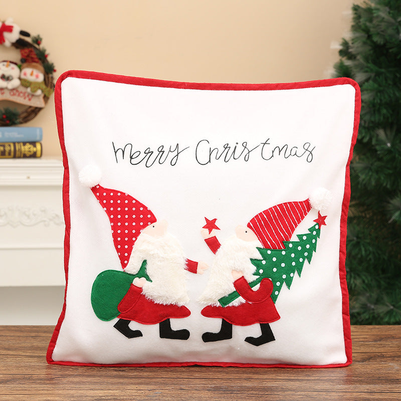 HKM-142611 Santa Claus and Snowman Decorative Pillowcase - Imitation Linen, 46x46 cm, Unique Holiday Designs