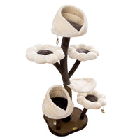 HKM-142739 Flower-Shaped Integrated Cat Climbing Frame with Grasping Board - 162cm Tall, Plush and Iron Design