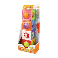 HKM-142867 Baby Stack Cube Blocks - Educational Building Toy for Ages 2 to 4, Animal & Nature Theme, ABS Plastic