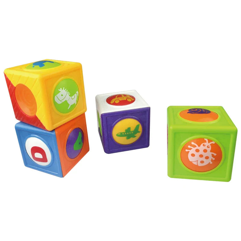 Baby Stack Cube Blocks - Educational Building Toy for Ages 2 to 4, Animal & Nature Theme, ABS Plastic