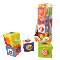 HKM-142867 Baby Stack Cube Blocks - Educational Building Toy for Ages 2 to 4, Animal & Nature Theme, ABS Plastic