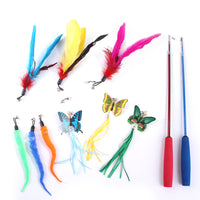 HKM-142867 Butterfly Style Pet Toy Set - 11-Piece Fishing Rod Cat Teaser Combination