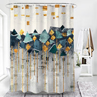 HKM-142931 Geometric Pattern Polyester Fiber Toilet Curtain for Modern Bathrooms