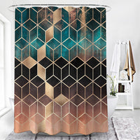 HKM-142931 Geometric Pattern Polyester Fiber Toilet Curtain for Modern Bathrooms