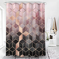 HKM-142931 Geometric Pattern Polyester Fiber Toilet Curtain for Modern Bathrooms