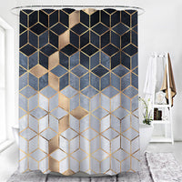 HKM-142931 Geometric Pattern Polyester Fiber Toilet Curtain for Modern Bathrooms