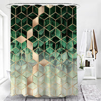 HKM-142931 Geometric Pattern Polyester Fiber Toilet Curtain for Modern Bathrooms