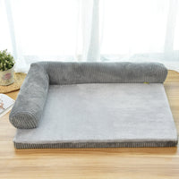 HKM-143187 Corduroy Pet Sofa with High-Density Sponge and Non-Slip Base - Multiple Sizes Available