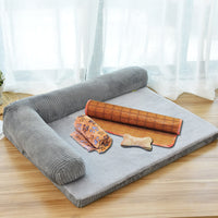 HKM-143187 Corduroy Pet Sofa with High-Density Sponge and Non-Slip Base - Multiple Sizes Available