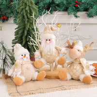 HKM-143187 Santa Claus Doll Christmas Tree Ornament - Holiday Scene with Deer and Snowman