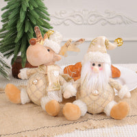 HKM-143187 Santa Claus Doll Christmas Tree Ornament - Holiday Scene with Deer and Snowman