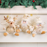 HKM-143187 Santa Claus Doll Christmas Tree Ornament - Holiday Scene with Deer and Snowman