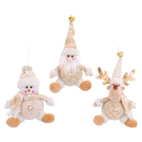 HKM-143187 Santa Claus Doll Christmas Tree Ornament - Holiday Scene with Deer and Snowman