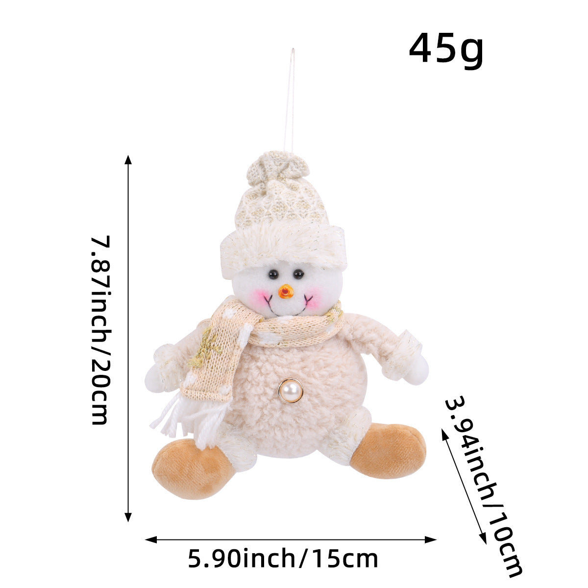 HKM-143187 Santa Claus Doll Christmas Tree Ornament - Holiday Scene with Deer and Snowman