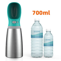 HKM-143251 Portable 700ml Stainless Steel Dog Water Bottle with Leak-Proof Feeder for Travel and Outdoor Activities