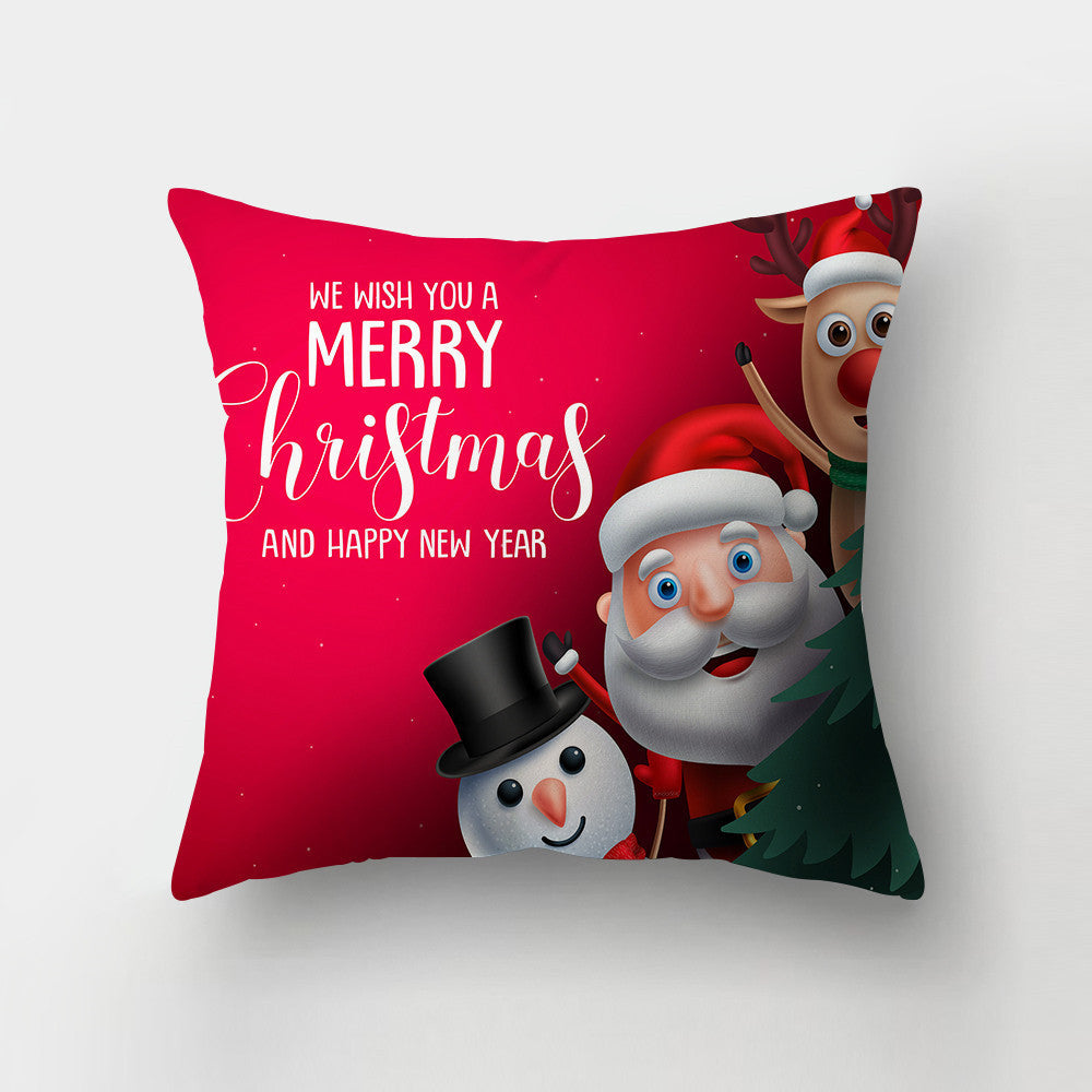 HKM-143443 Christmas-Themed Digital Print Square Pillow Cover, 45x45cm, Chemical Fiber Material