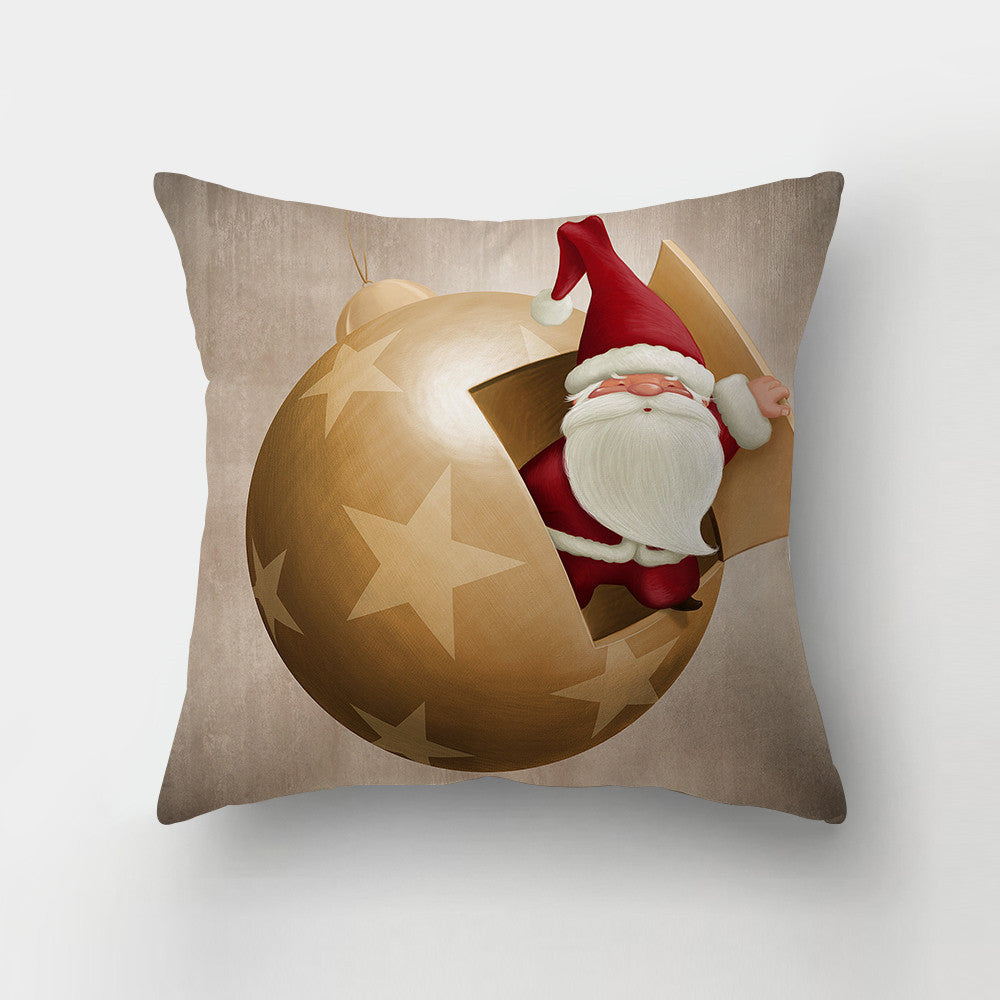 HKM-143443 Christmas-Themed Digital Print Square Pillow Cover, 45x45cm, Chemical Fiber Material