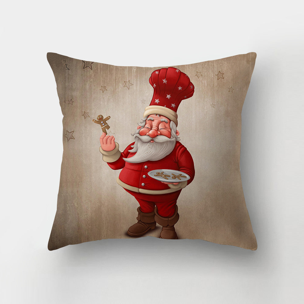 HKM-143443 Christmas-Themed Digital Print Square Pillow Cover, 45x45cm, Chemical Fiber Material