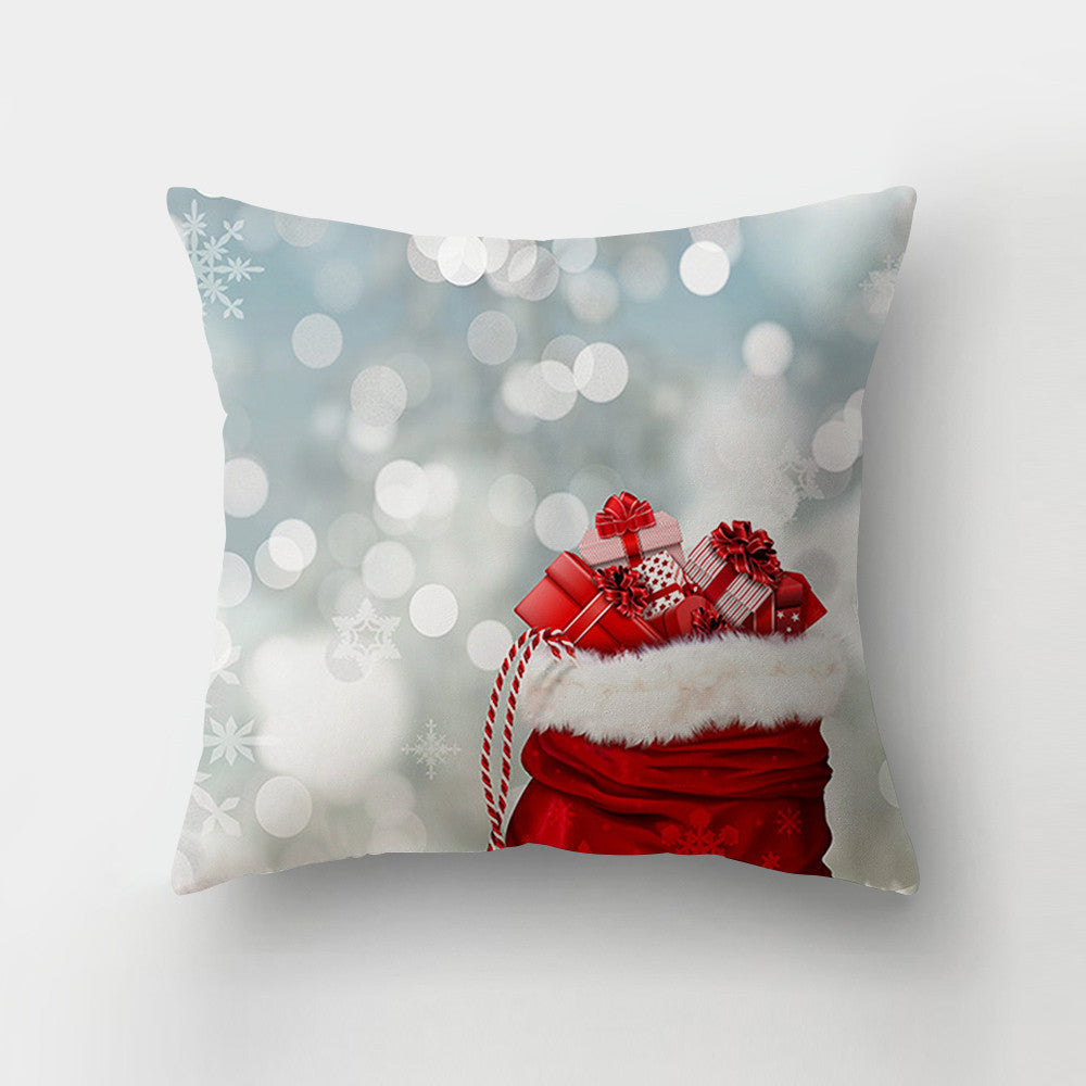 HKM-143443 Christmas-Themed Digital Print Square Pillow Cover, 45x45cm, Chemical Fiber Material