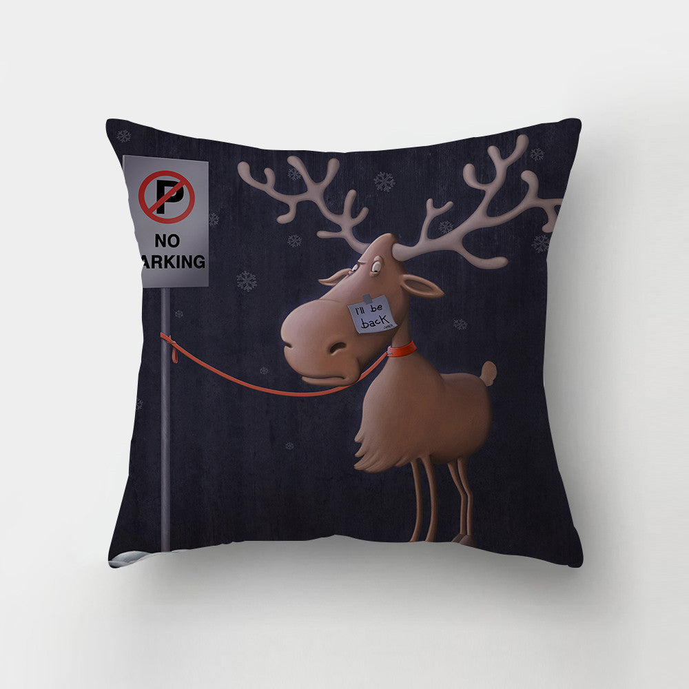 HKM-143443 Christmas-Themed Digital Print Square Pillow Cover, 45x45cm, Chemical Fiber Material