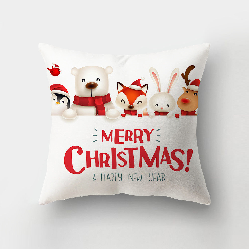 HKM-143443 Christmas-Themed Digital Print Square Pillow Cover, 45x45cm, Chemical Fiber Material