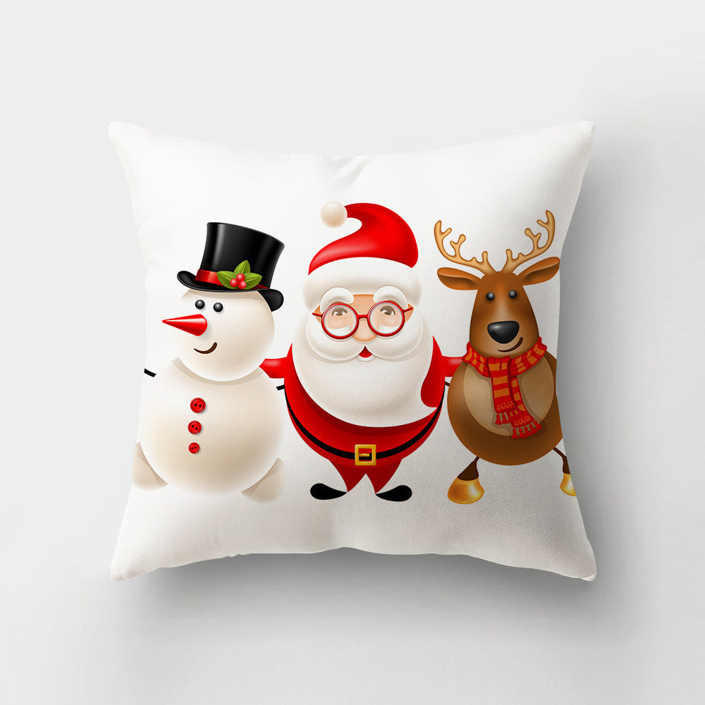 HKM-143443 Christmas-Themed Digital Print Square Pillow Cover, 45x45cm, Chemical Fiber Material
